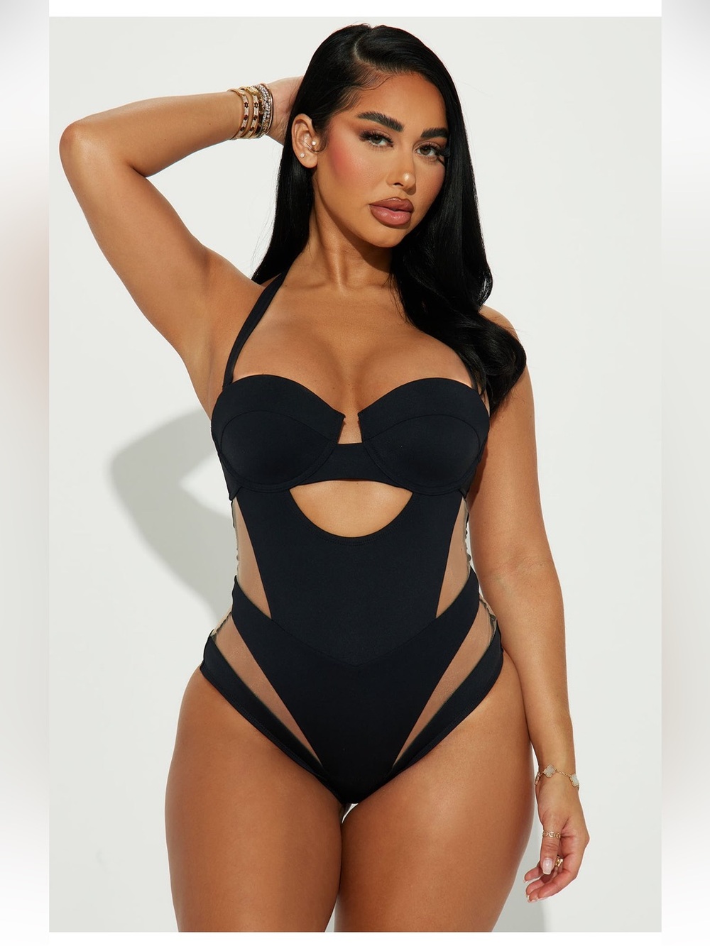 Fashion Nova Black Cutout One-Piece Swimsuit
